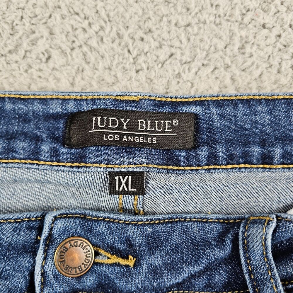 Judy blue Shorts Womens 1XL Stretch Raw Hem High Rise Distress Cut Off Mom Fray - Picture 3 of 10